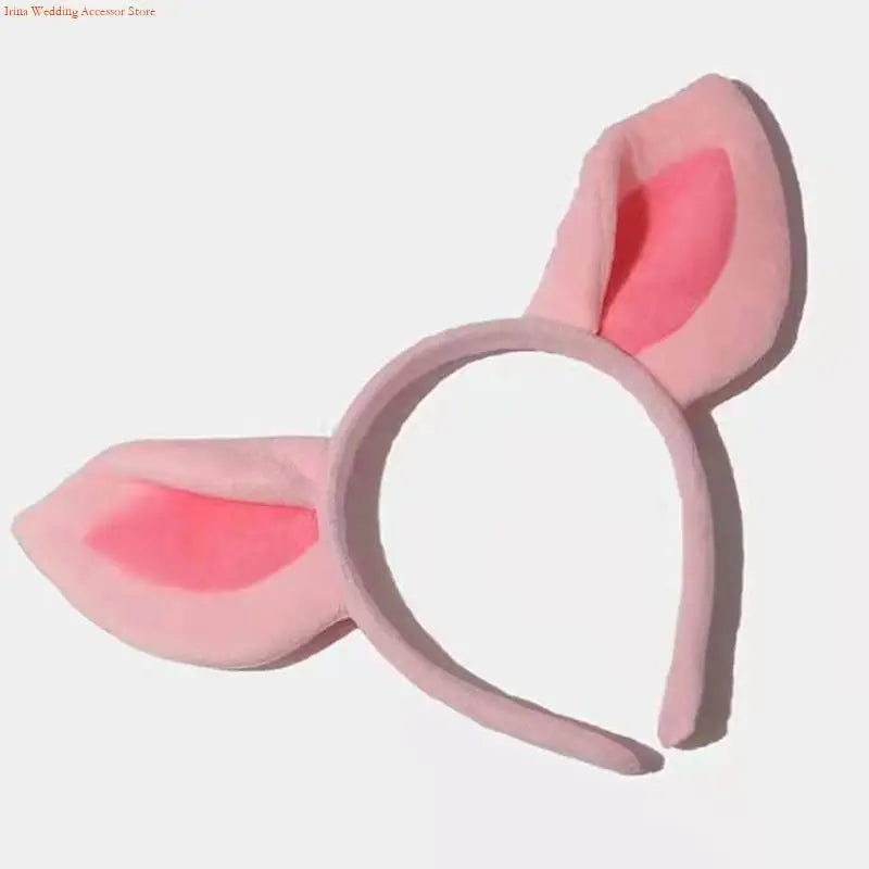 G92D Simple Sweet Hair Accessories Women Students Washing Face Hairband Little Pig Ears Headbands Plush Cartoon Hair Hoop