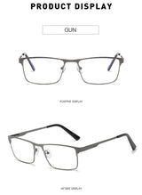 Blue Light Blocking Eye Protection Eyeglasses Men Square Metal Large Frame Reading Spring Leg Elderly Presbyopia Glasses