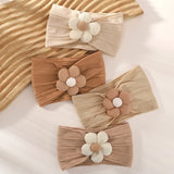 1Pc Baby Nylon Headscarf Astique Suitable Newborn Girl Flower Handmade Headband Elastic Hairband Turban Toddler Hair Accessories