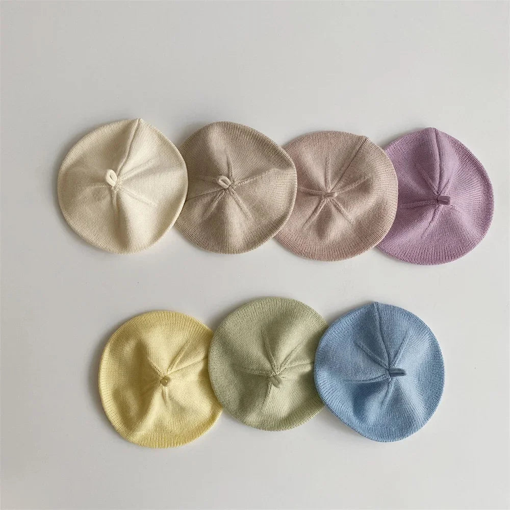 Fashion Cute Baby Knitted Beret Hat Solid Color Children's Warm Hats Autumn Winter Cap For Kids Outdoor Bonnet Accessories Gift