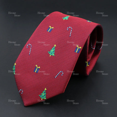 Classic Red Blue Christmas Tie For Men Father Festival Gift Santa Claus Snowman Tree Snowflake Elk Necktie Skinny 7cm Accessory