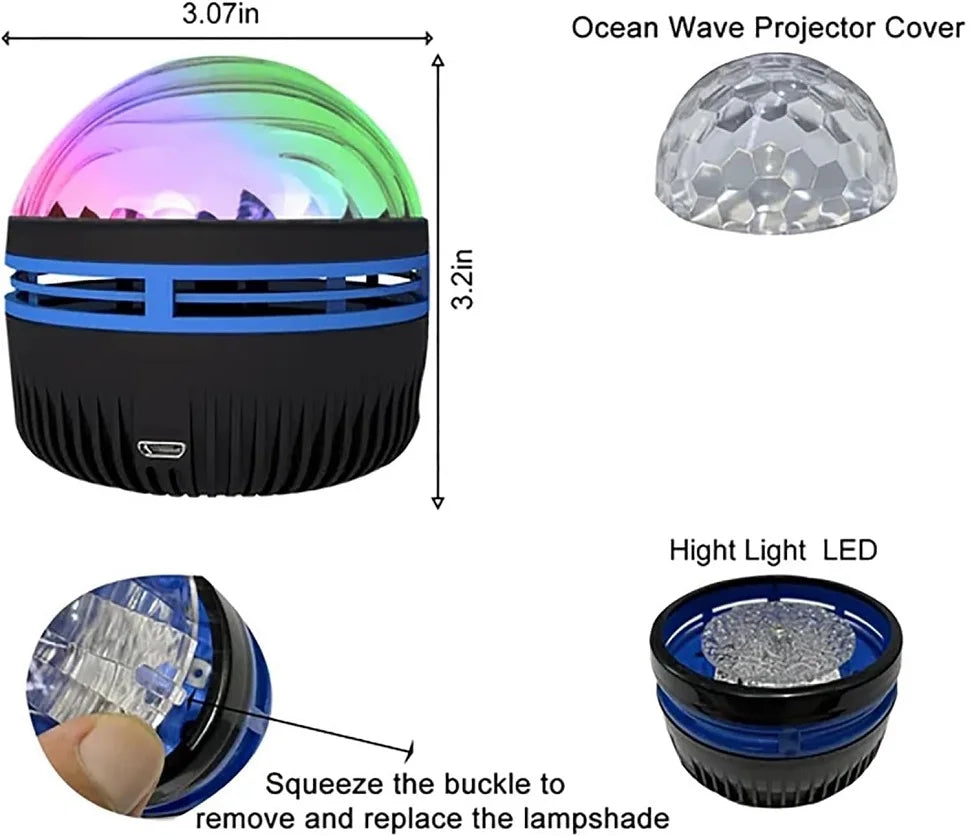 LED Night Light Water Pattern Projection Effect Lamp Children's Bedroom Decoration Projection Lamp Birthday Party Decoration