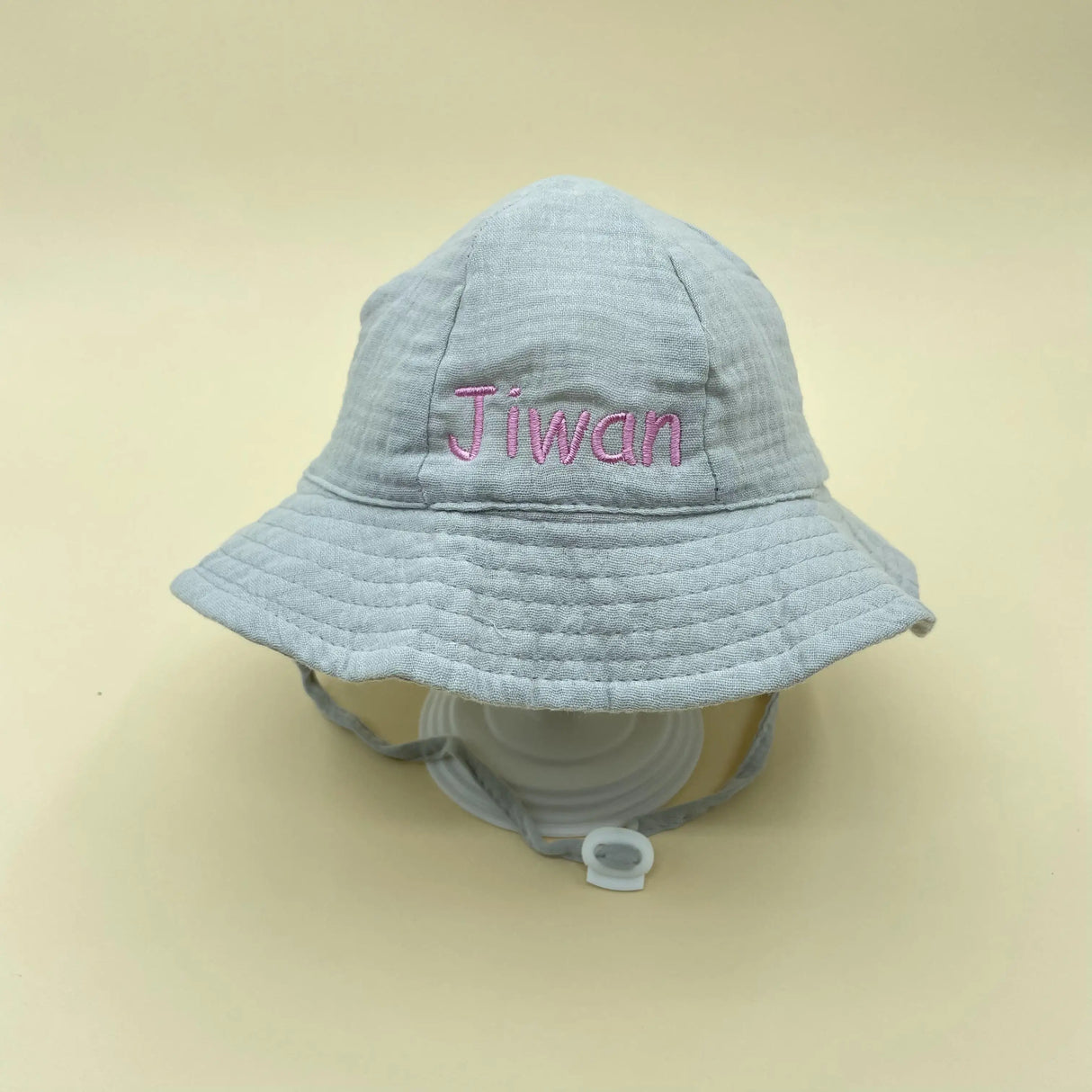 Embroidered Name Breathable Kids Wide Brim Sun Hat With Adustable Chin Strap Suitable For Summer And Beach