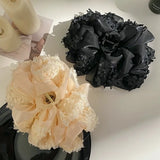 Elegance Temperament Large Claw Clip Multilayer Bow Black Fabric Ribbon Claw Jaw Clips Ponytail Hairpin Women Hair Accessories