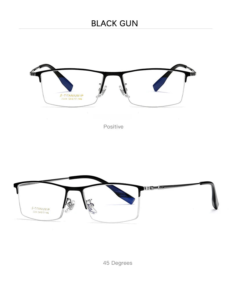 2023 New Titanium Half Frame Glasses Business Square Eyeglass Frames Myopia Hyperopia Prescription Eyeglasses Eyewear