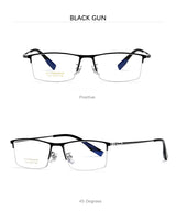 2023 New Titanium Half Frame Glasses Business Square Eyeglass Frames Myopia Hyperopia Prescription Eyeglasses Eyewear