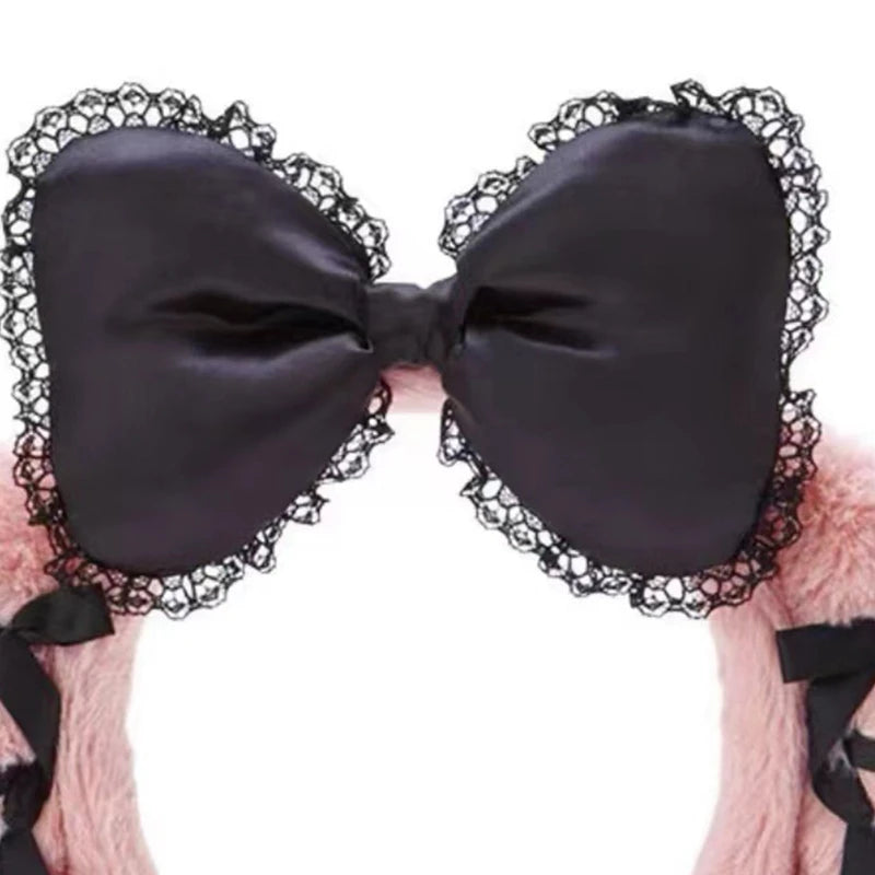Women Girls Cute Cartoon Melody Ears Shaped Headband Plush Hair Hoop Makeup Photoshoot Christmas Party Headpieces