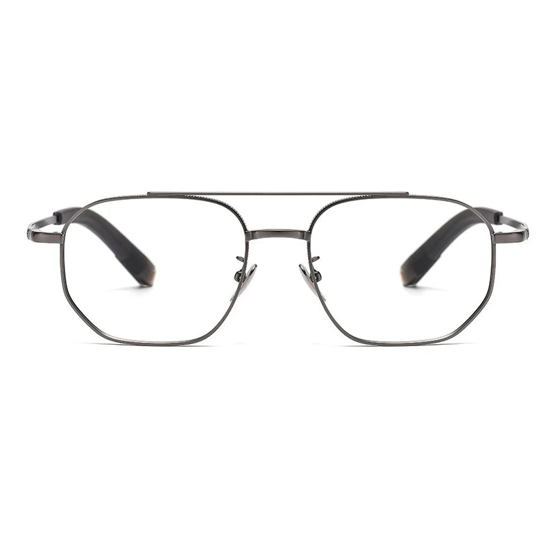 Trendy Men's Large size Titanium Frames Stylish, Double Bridge, Casual, Comfortable, Optical Prescription Eyewear for Men 07518