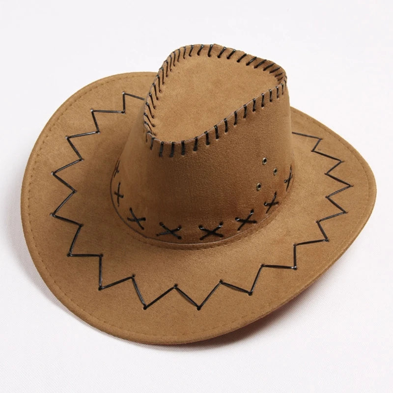 New Kids Western Cowboy Hat Curved Brim Outdoor Toddler Sun Hat Children Birthday Gifts Vacation Cap Party Cosplay Hat
