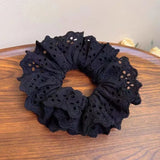 Lace Scrunchies for Women Elastic Hair Bands Ponytail Holders Tie Solid Color Hair Hoop Scrunchy Rubber Bands Women Hair Ring