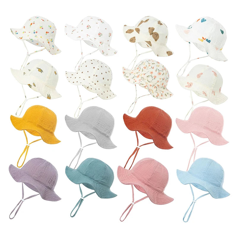 Baby Boy Girl Summer Bucket Hat Soft Cotton Panama for Kids Infant Toddler Cap Outdoor Beach Sun Caps Baby Fisherman Hats
