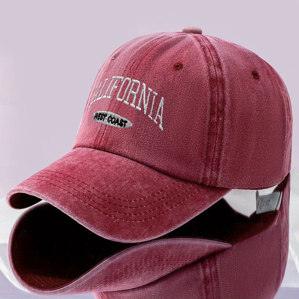 Fashionable Versatile Washed Letters Solid Color Embroidered Baseball Cap For Men Wide Brimmed Casual Sports Cap For Women