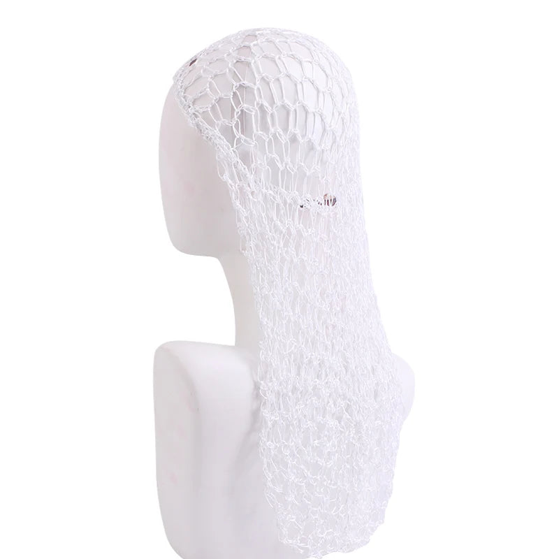 Women Crochet Hair Snood With Elastic Edge Long Hair Net Head Cover Hair Care Nightcap Mesh Pocket Wrap Dreadlock Headwear