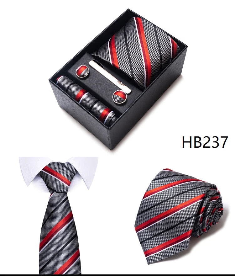 Tie For Men Brand New Style Wedding Gift Tie Pocket Squares Set Necktie Box Men Black Suit Accessories