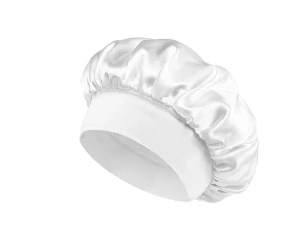 1pcs Unisex Satin Solid Wide-brimmed Sleeping Hat Elastic Band Cap Hair Care Bonnet Night Hat