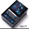 Brand Wholesale Tie Pocket Squares Cufflink Set Necktie Blue Striped Man Wedding Accessories Fit Workplace Holiday Gift Box