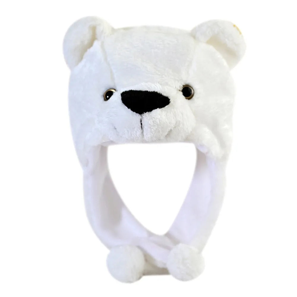 Soft Plush Animal Hat Moving Ears Hat Headgear Ears Airbag Cap Ear Protection Earmuff Funny Toys Neck Warmer Winter Warmer
