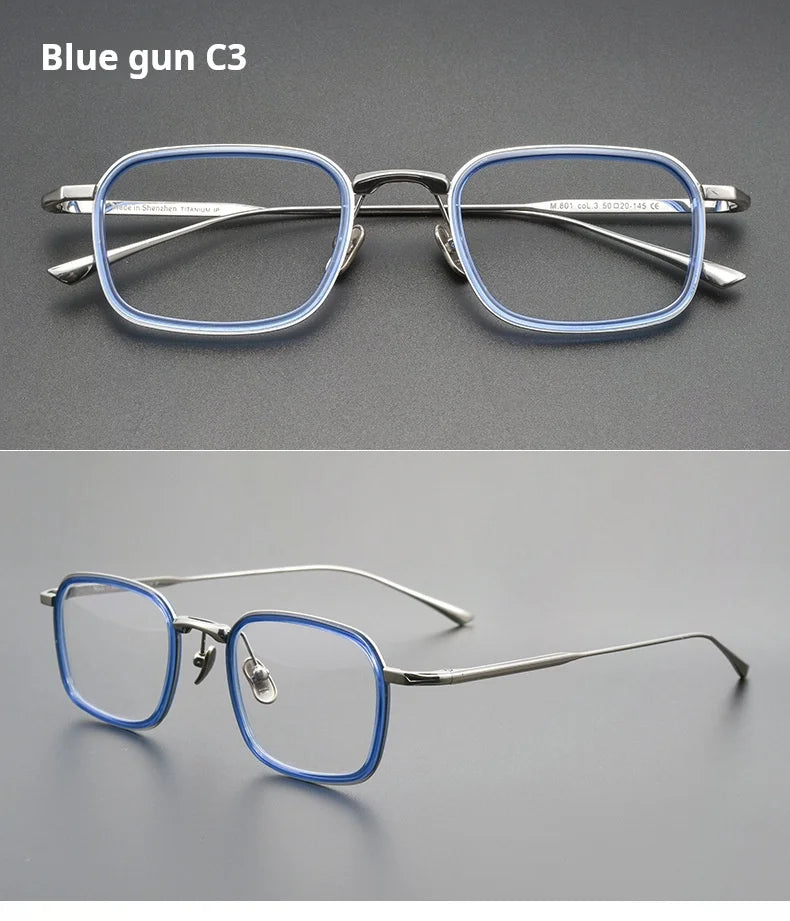 TFTB Retro All Pure Titanium Men's Glasses Luxury Square Small Framework Ultralight Optical Prescription Eyeglasses Frame 142mm