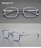 TFTB Retro All Pure Titanium Men's Glasses Luxury Square Small Framework Ultralight Optical Prescription Eyeglasses Frame 142mm