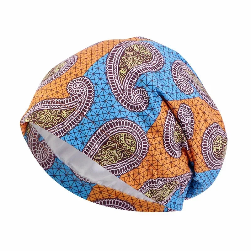 Women Men Sleeping Hat Baggy Beanie Satin Lined Night Unisex Sleep Cap Hair Care Bonnet Hair Loss Nightcap Pullover Hat Headwear