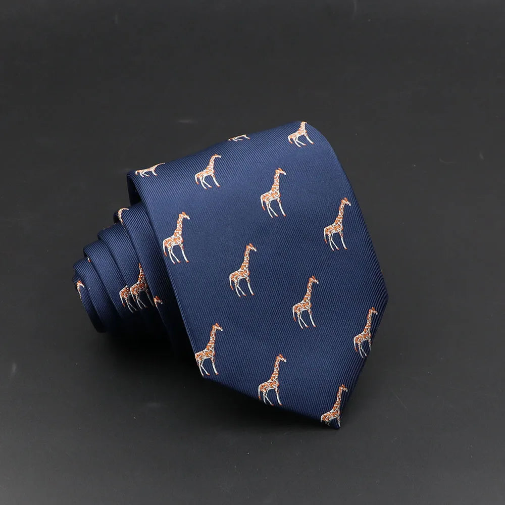 Cute Cartoon Pattern Animal Floral Printed Tie For Men Narrow Slim NeckTie Wedding Red Navy Party Ties Cravat Accessories Gifts