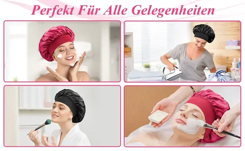 Newly Satin Night Hair Cap Women's Solid Sleeping Hat Sleep Care Bonnet Nightcap for Women Unisex Cap