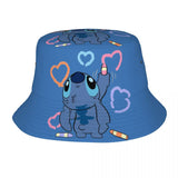 Unisex Kawaii Bucket Hats Funny Stitch Cartoon Accessories Bob Hat For Beach Headwear Lightweight
