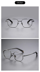 Trendy Men's Large size Titanium Frames Stylish, Double Bridge, Casual, Comfortable, Optical Prescription Eyewear for Men 07518