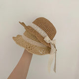 Children's Summer Hat Sunshade Lace Straw Baby Girl Cap Girls Baby Sunscreen Beach Hat