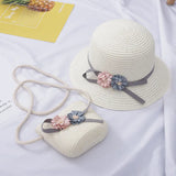 Summer Baby Straw Hat With Handbag Flower Breathable Beach Hat Bags Kids Hat Boy Girls Sun Visor UV protection panama Hat gorras