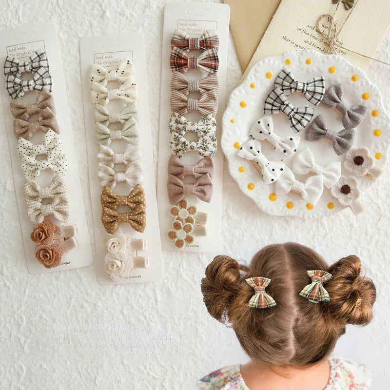 10Pcs/Lot Children's Girl Hairpins Cute Headwear Hair Accessories Bow for Babys Scrunchie Hair Clips Kids Barrettes Headwear