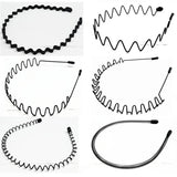 Black Metal Wavy Headband Men Women's Hair Band Head Hoops Bands Headwear Sport Headbands Hairband Bangs Holder Hair Accessories