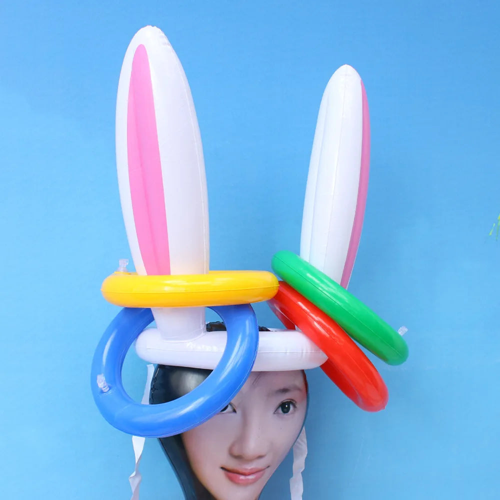 Fun Easter Throwing Game Inflatable Bunny Egg Rabbit Ears Hat Toss Game Kids Halloween Party Decor Favors Indoors Outdoors Games