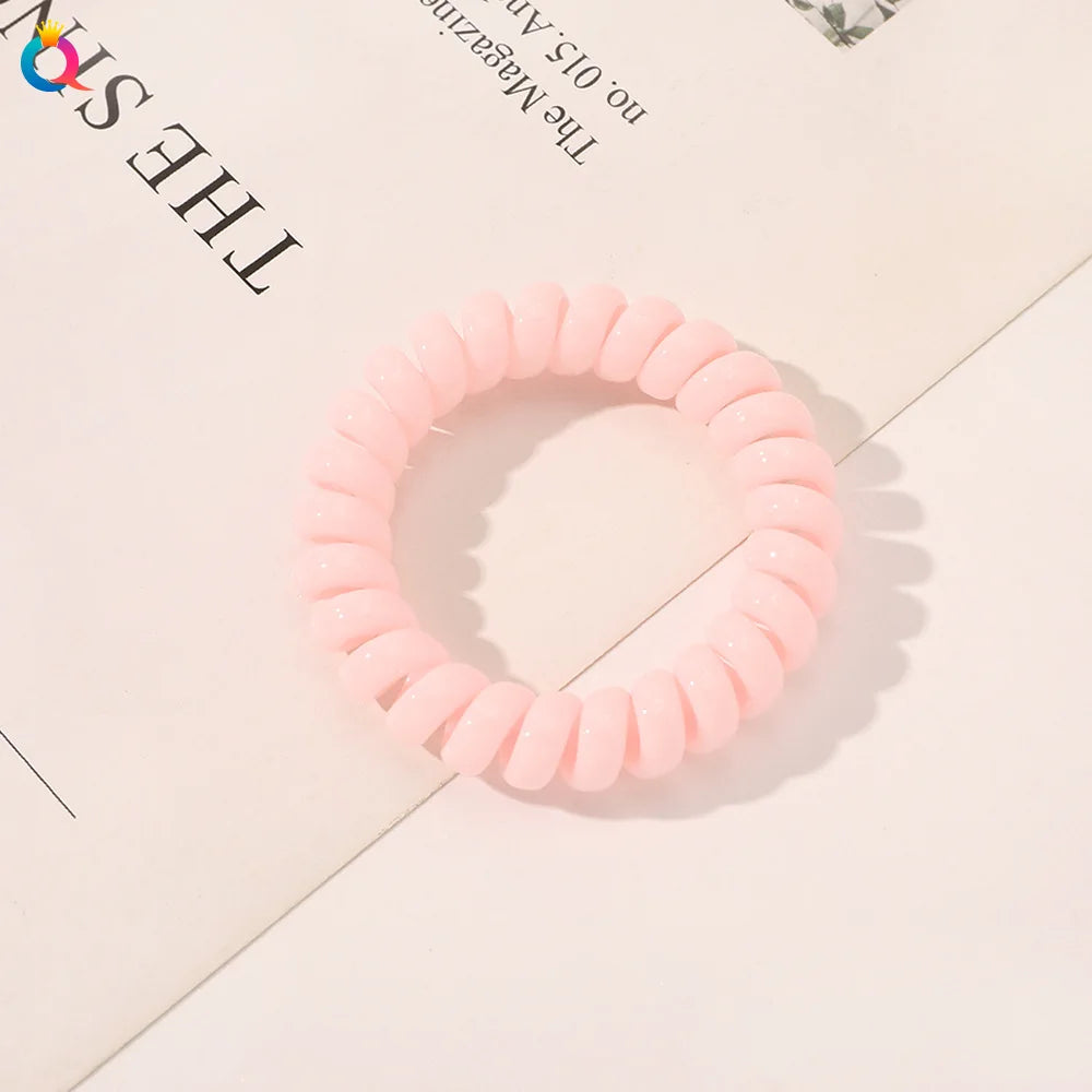 High Elasticity Telephone Coil Hairbands Women Spiral Hair Ties Girls Hair Rings Rope Solid Color Hair Accessories Gum Scrunchy