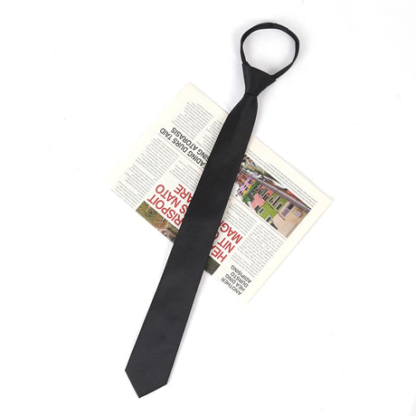 Men Tie Solid Color Skinny Zipper 6cm Ties for Women Wedding Dress Black Necktie Fashion Cravate Business Slim Shirt Accessories