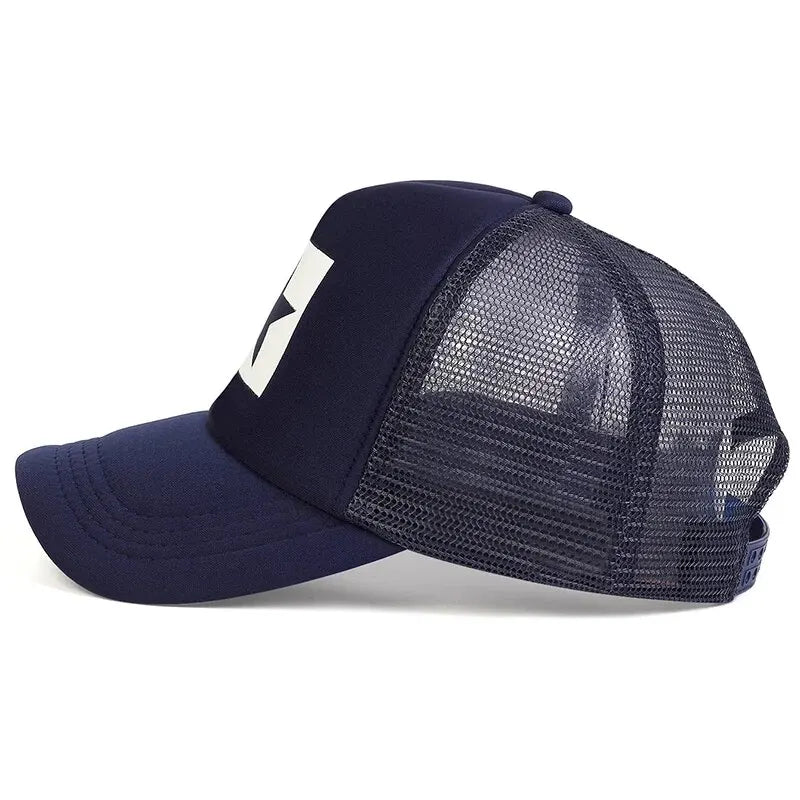 Five-Pointed Star Printed Baseball Net Caps Spring and Summer Outdoor Adjustable Casual Hats Sunscreen Hatcreen Hat