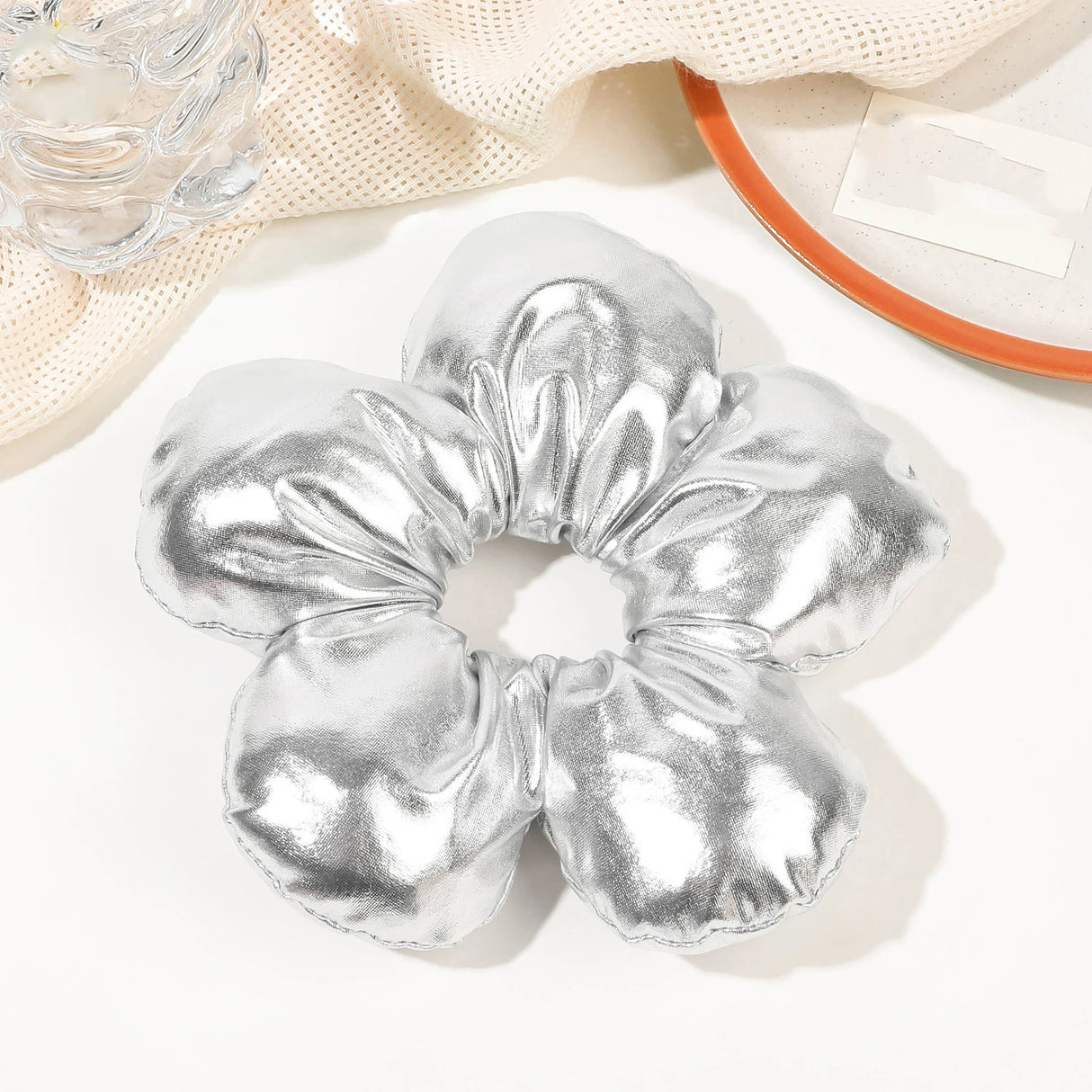 Extra Large Flower Elastic Hair Tie For Women Solid Color Rubber Bands Headband Scrunchie Ponytail Holder Hair Accessories