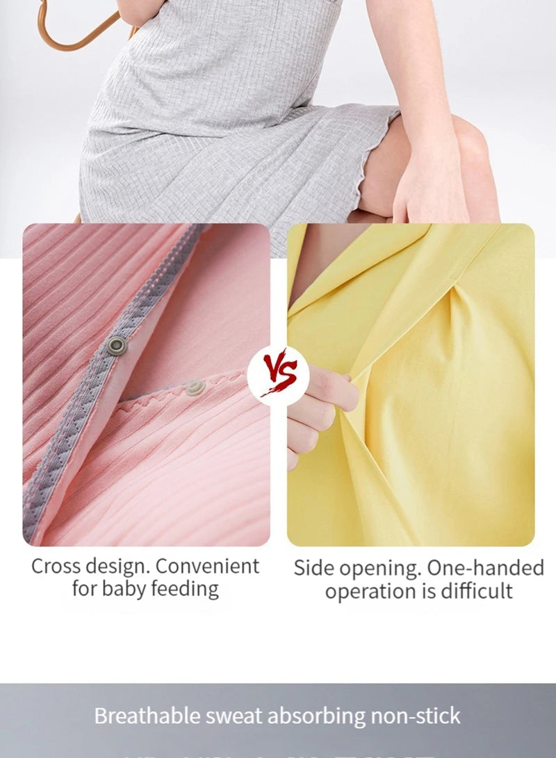Modal Maternity Clothes Breastfeeding Nightgowns Nursing Sleepwear Hospital Loose Fitting Breast Feeding Pajamas Pregnancy Dress