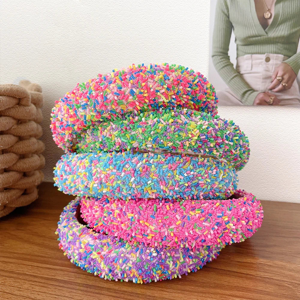 Sweet Donut Candy-Colored Wide Edge Headband for Girls Women Hairband Adult Fashion Hair Headwear Party Jewley Accessories