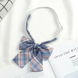 Cute School Girls JK Bow Tie Female Japanese Ladies Fashion Plaid Bow Tie Student Uniforms Shirts Casual Bank Worker Butterfly