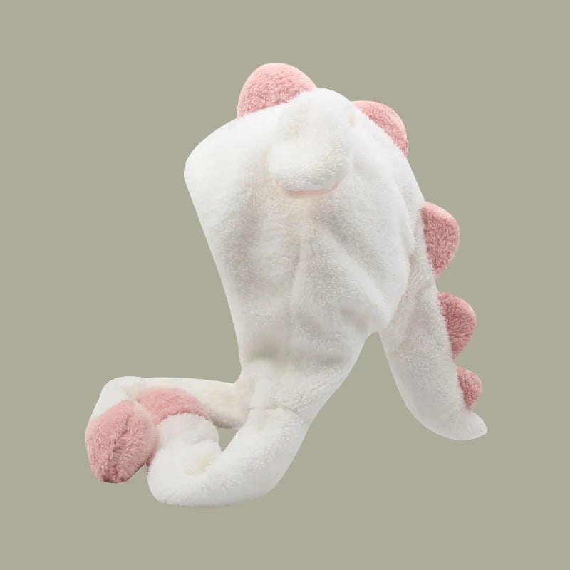 Moving Ears Up Cartoon Cosplay Beanies Skullies Caps Kawaii Keep Warm Dinosaur Winter Hats for Kids Fleece-Lined Cold-proof Hat