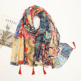 Fashion Printed Leopard Scarf Female Spring Muslim Women Hijab Scarves Tassel Large Size Headband Handkerchief Women's Bandana