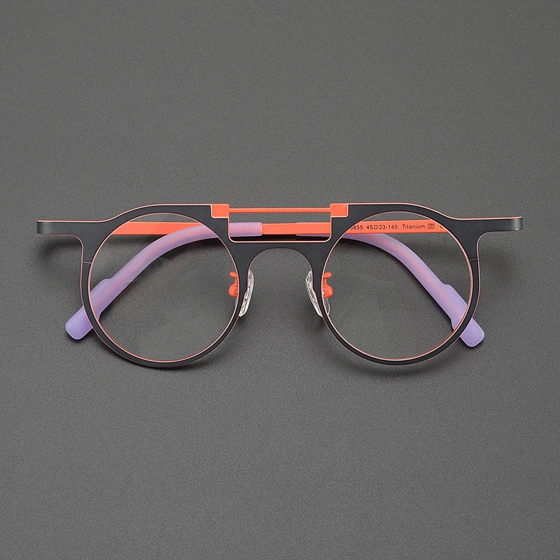 High-quality niche multi-color glasses frame literary fashion retro round ultra-light pure titanium hip hop trend optical glasse