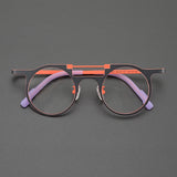 High-quality niche multi-color glasses frame literary fashion retro round ultra-light pure titanium hip hop trend optical glasse