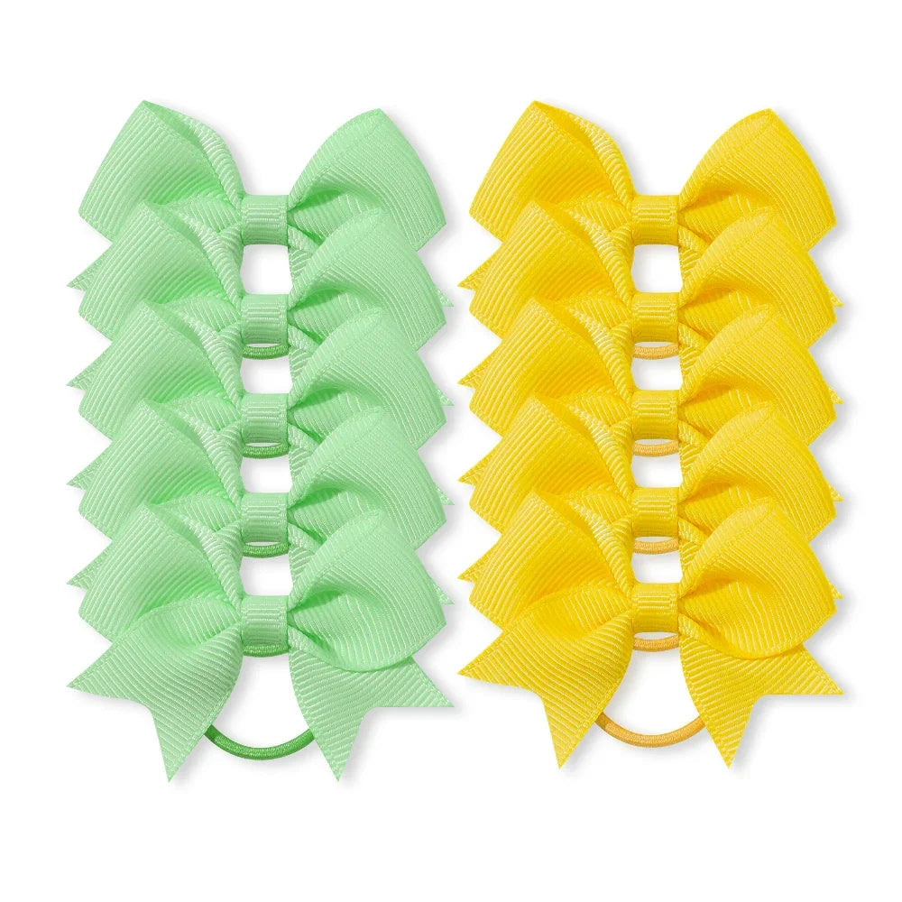 10Pcs/lot Grosgrain Ribbon Pigtail Hair Bows Elastic Hair Ties Hair Bands Holders Girls Baby Hair Accessories for Baby Infants