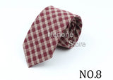 High Quality Mens 7cm Ties Classic Brown Red Striped Plaid Cotton Handmade Necktie Narrow Skinny Cravat Casual Tie Accessories