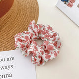2 Pcs Korean Hair Accessories Women Small Fresh Fabric Flower Printing Elastics Hair Band Scrunchies Hair Tie Girl Ponytail Hold