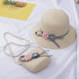 Summer Baby Straw Hat With Handbag Flower Breathable Beach Hat Bags Kids Hat Boy Girls Sun Visor UV protection panama Hat gorras