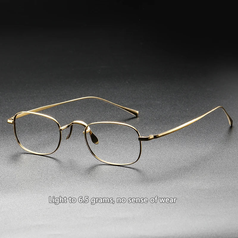 Vintage Small Square Oval 6.5g Ultra-Light Pure Titanium frame ，KJ45|Thin Frame of Golden Wire|For Men and Women