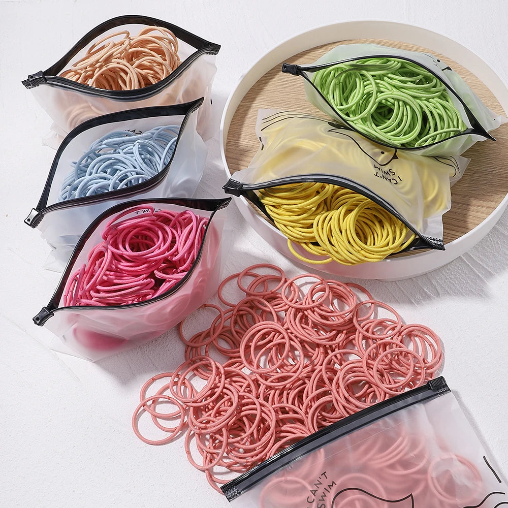 50PCS Macaron Rubber Band Hairband Headband High Elastic Durable Hair Ring Tied High Ponytail Women's Kids Hair Headwear